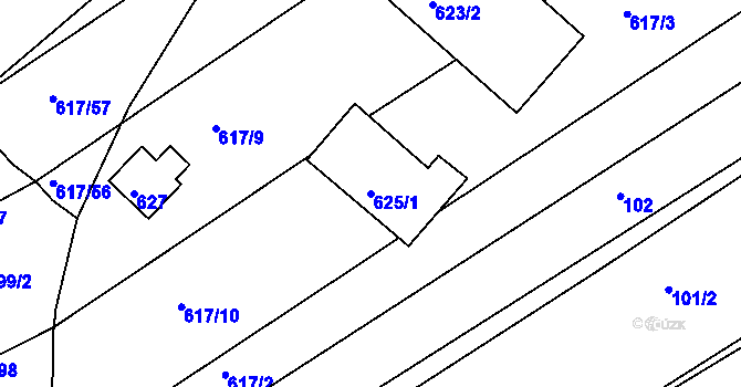 Parcela st. 625/1 v KÚ Trboušany, Katastrální mapa