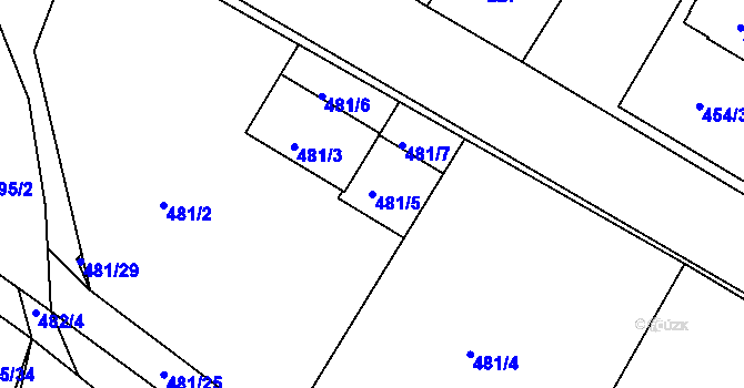 Parcela st. 481/5 v KÚ Trboušany, Katastrální mapa