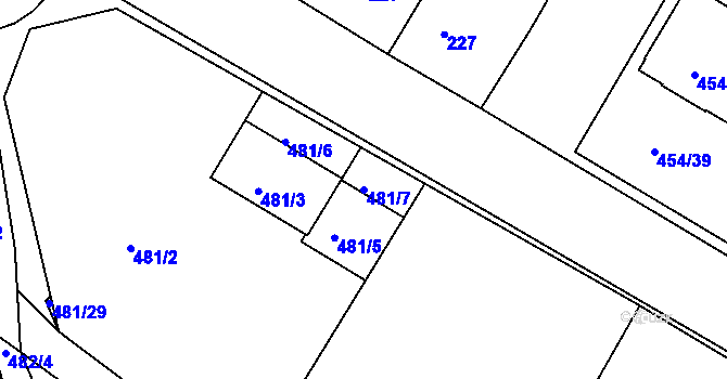 Parcela st. 481/7 v KÚ Trboušany, Katastrální mapa