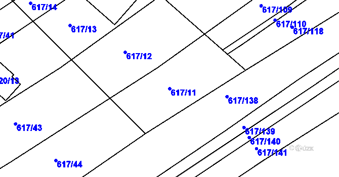 Parcela st. 617/11 v KÚ Trboušany, Katastrální mapa