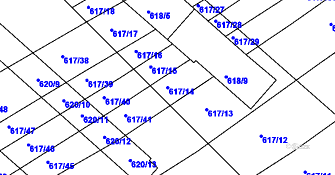 Parcela st. 617/14 v KÚ Trboušany, Katastrální mapa