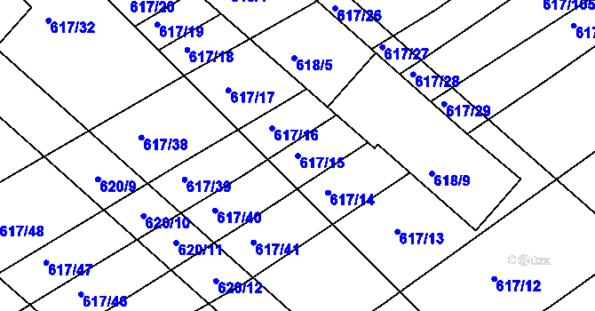 Parcela st. 617/15 v KÚ Trboušany, Katastrální mapa