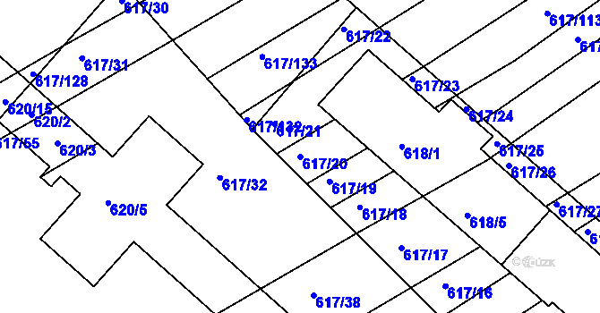 Parcela st. 617/20 v KÚ Trboušany, Katastrální mapa