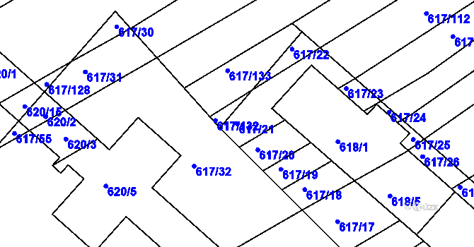 Parcela st. 617/21 v KÚ Trboušany, Katastrální mapa