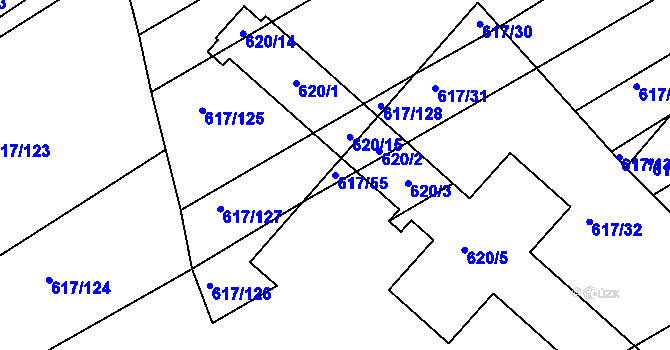 Parcela st. 617/55 v KÚ Trboušany, Katastrální mapa
