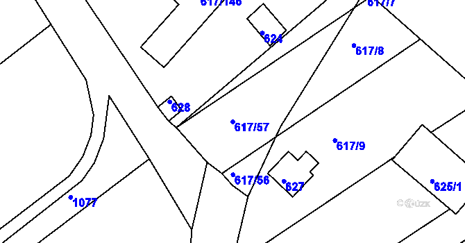 Parcela st. 617/57 v KÚ Trboušany, Katastrální mapa