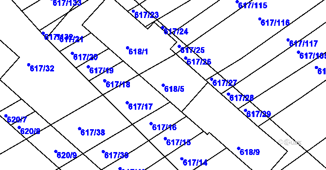 Parcela st. 618/5 v KÚ Trboušany, Katastrální mapa