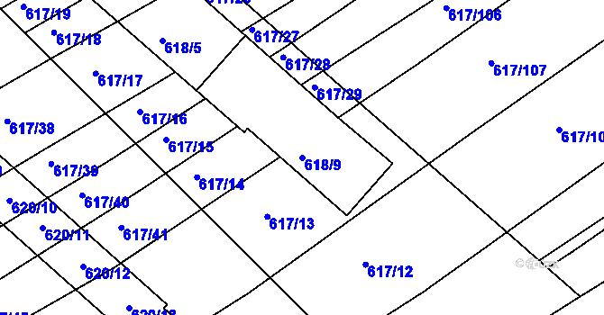 Parcela st. 618/9 v KÚ Trboušany, Katastrální mapa