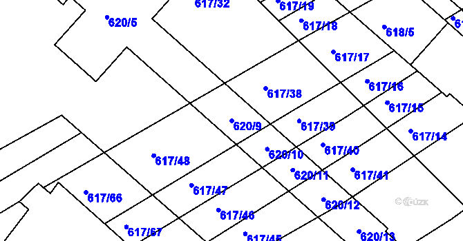 Parcela st. 620/9 v KÚ Trboušany, Katastrální mapa