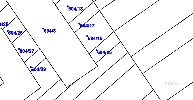 Parcela st. 604/15 v KÚ Trboušany, Katastrální mapa