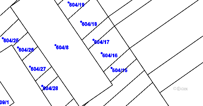 Parcela st. 604/16 v KÚ Trboušany, Katastrální mapa