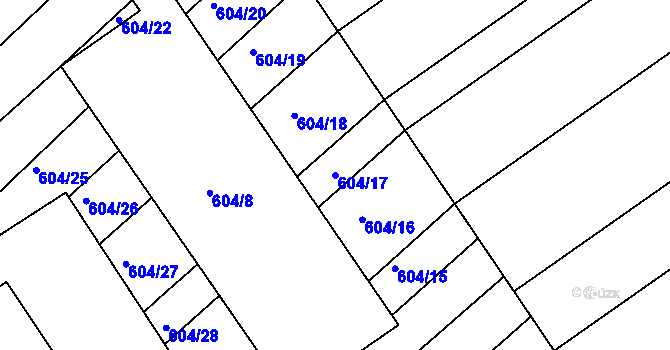 Parcela st. 604/17 v KÚ Trboušany, Katastrální mapa