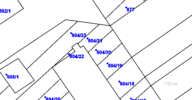 Parcela st. 604/20 v KÚ Trboušany, Katastrální mapa