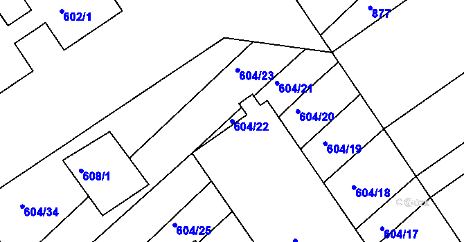 Parcela st. 604/22 v KÚ Trboušany, Katastrální mapa