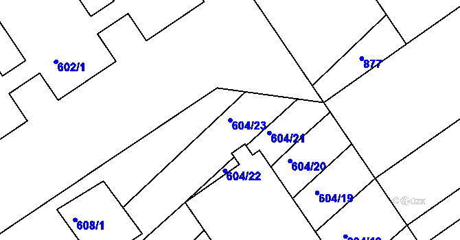 Parcela st. 604/23 v KÚ Trboušany, Katastrální mapa