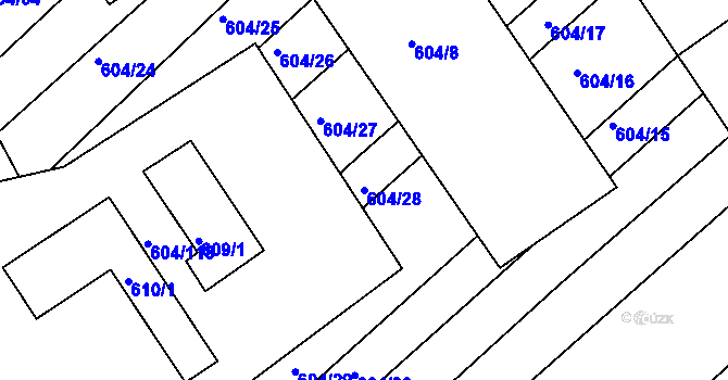 Parcela st. 604/28 v KÚ Trboušany, Katastrální mapa