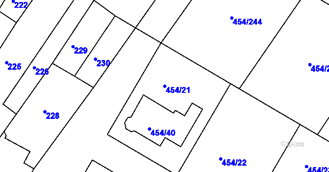Parcela st. 454/21 v KÚ Trboušany, Katastrální mapa