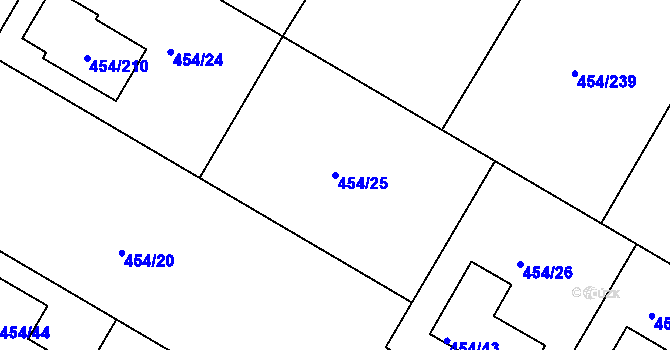 Parcela st. 454/25 v KÚ Trboušany, Katastrální mapa