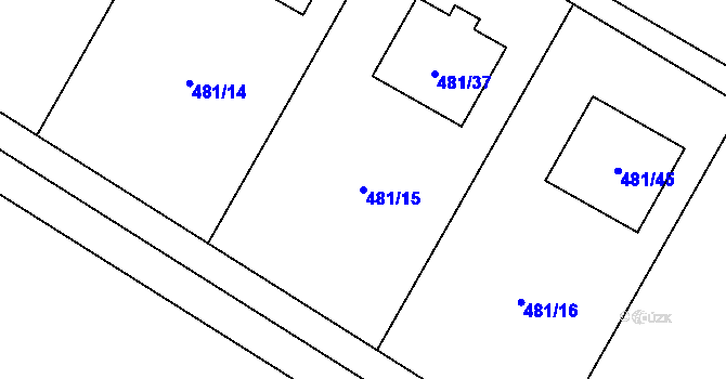 Parcela st. 481/15 v KÚ Trboušany, Katastrální mapa
