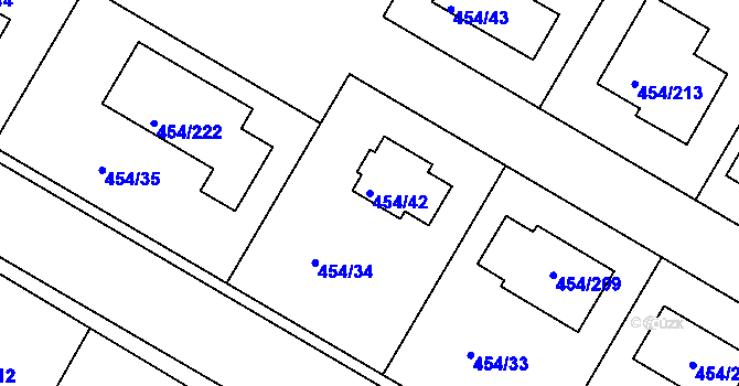 Parcela st. 454/42 v KÚ Trboušany, Katastrální mapa