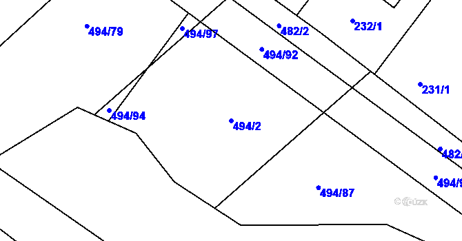 Parcela st. 494/2 v KÚ Trboušany, Katastrální mapa