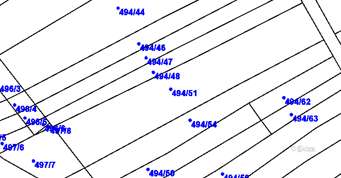 Parcela st. 494/51 v KÚ Trboušany, Katastrální mapa