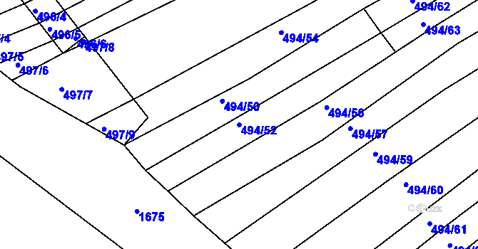 Parcela st. 494/52 v KÚ Trboušany, Katastrální mapa