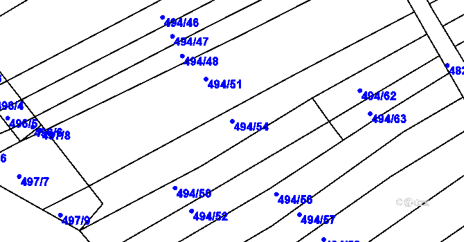 Parcela st. 494/54 v KÚ Trboušany, Katastrální mapa