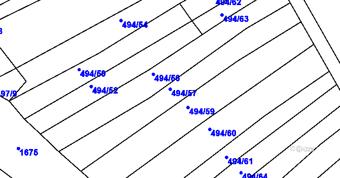 Parcela st. 494/57 v KÚ Trboušany, Katastrální mapa