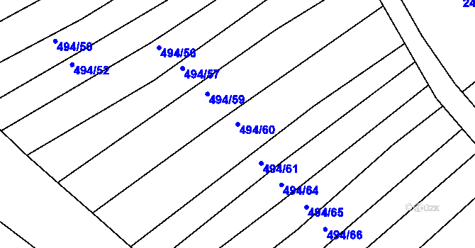 Parcela st. 494/60 v KÚ Trboušany, Katastrální mapa