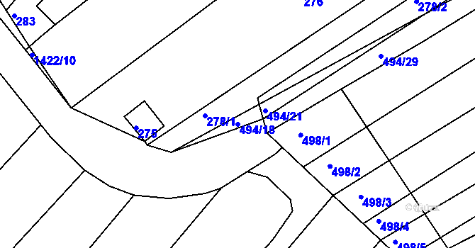 Parcela st. 494/18 v KÚ Trboušany, Katastrální mapa
