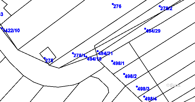 Parcela st. 494/21 v KÚ Trboušany, Katastrální mapa