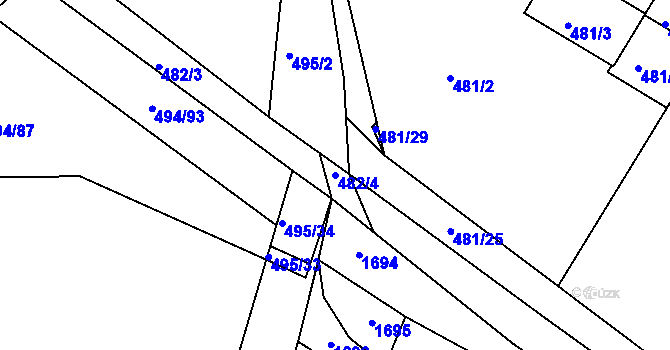 Parcela st. 482/4 v KÚ Trboušany, Katastrální mapa