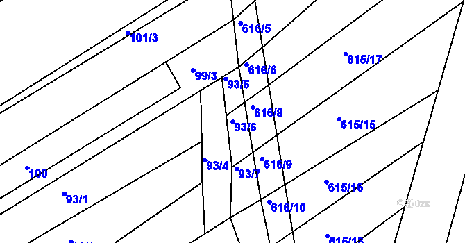 Parcela st. 93/6 v KÚ Trboušany, Katastrální mapa