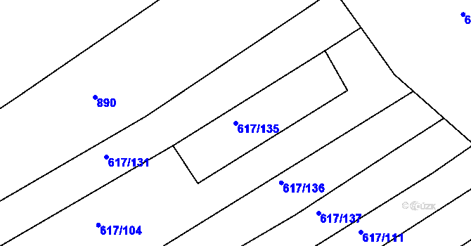 Parcela st. 617/135 v KÚ Trboušany, Katastrální mapa