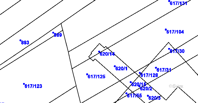 Parcela st. 620/14 v KÚ Trboušany, Katastrální mapa