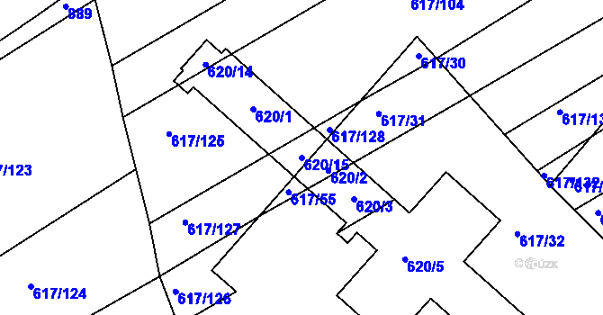 Parcela st. 620/15 v KÚ Trboušany, Katastrální mapa
