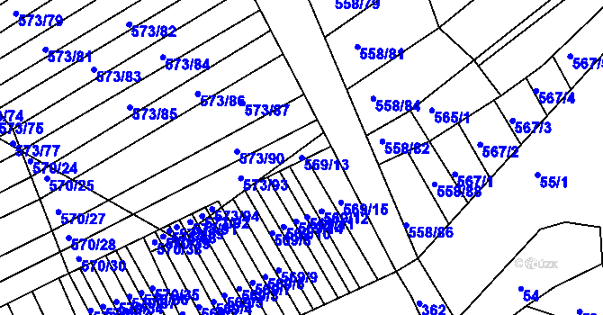 Parcela st. 569/13 v KÚ Trboušany, Katastrální mapa