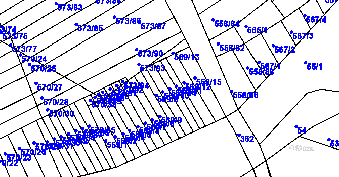 Parcela st. 569/14 v KÚ Trboušany, Katastrální mapa