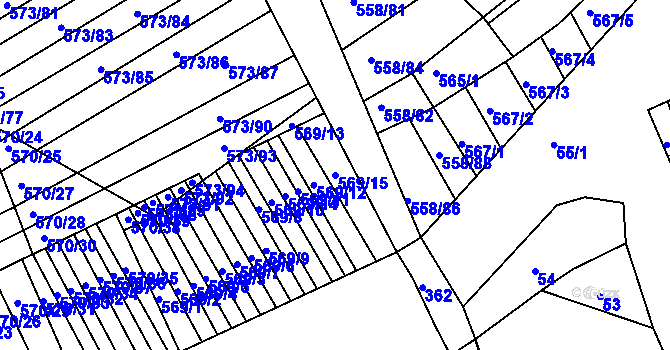 Parcela st. 569/15 v KÚ Trboušany, Katastrální mapa