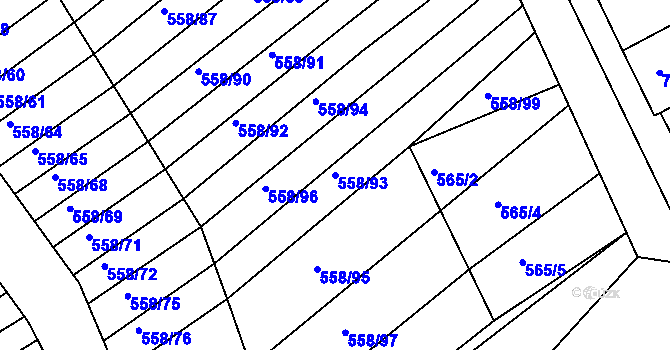 Parcela st. 558/93 v KÚ Trboušany, Katastrální mapa