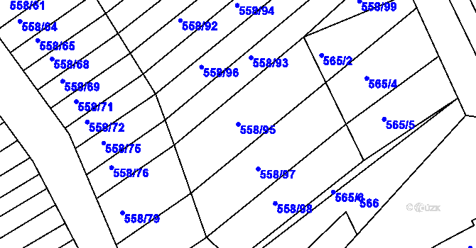 Parcela st. 558/95 v KÚ Trboušany, Katastrální mapa