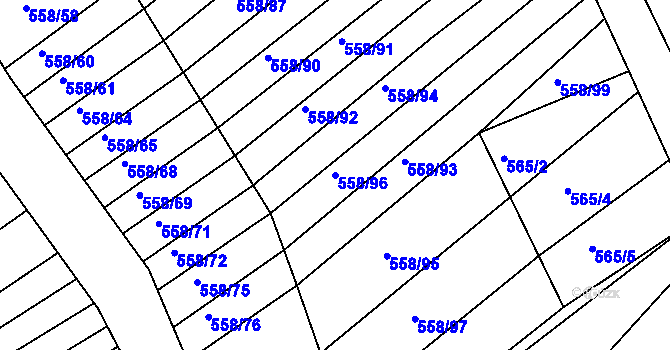 Parcela st. 558/96 v KÚ Trboušany, Katastrální mapa