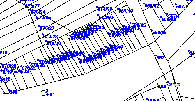 Parcela st. 569/3 v KÚ Trboušany, Katastrální mapa