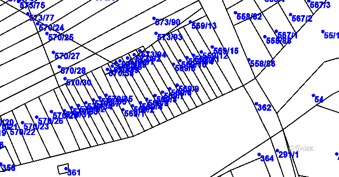 Parcela st. 569/6 v KÚ Trboušany, Katastrální mapa