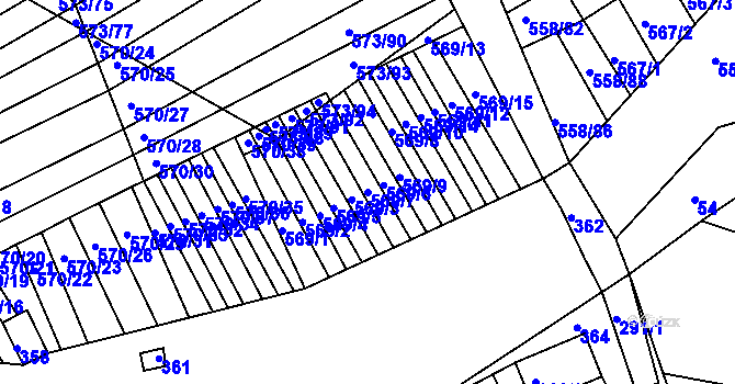 Parcela st. 569/7 v KÚ Trboušany, Katastrální mapa