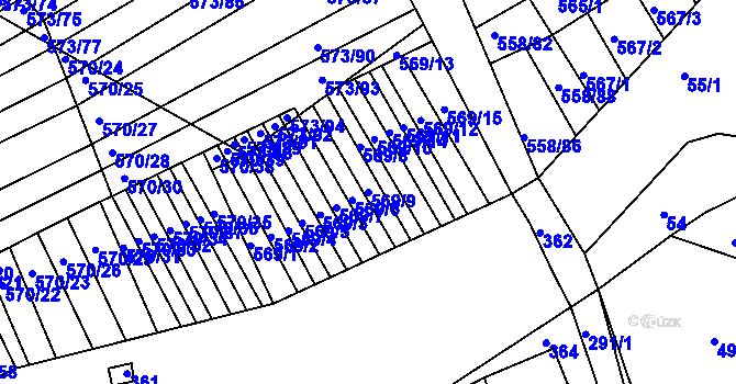 Parcela st. 569/9 v KÚ Trboušany, Katastrální mapa