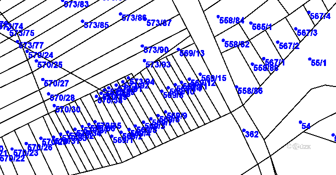 Parcela st. 569/10 v KÚ Trboušany, Katastrální mapa