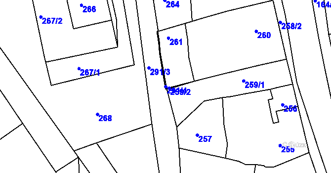 Parcela st. 291/4 v KÚ Trboušany, Katastrální mapa