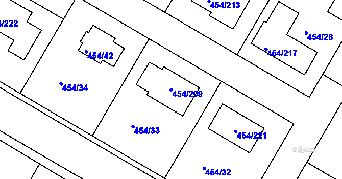 Parcela st. 454/209 v KÚ Trboušany, Katastrální mapa